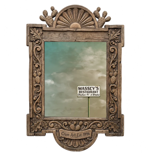 Massey's — Fort Worth art print by Betsy Crum in a carved wood frame