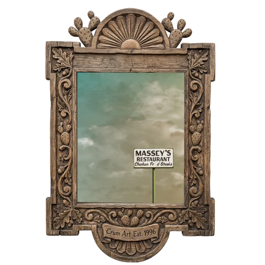 Massey's — Fort Worth art print by Betsy Crum in a carved wood frame