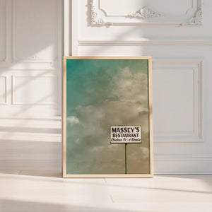 Massey's Fort Worth art print by Betsy Crum — neutral frame room mockup