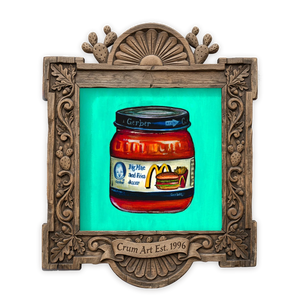 Gerber Big Mac — weirdcore art print by Caya Crum in a square carved wood frame