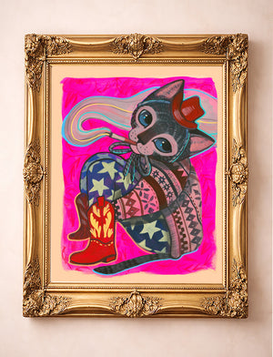 Rosie Cowgirl Cat — one of the 3 prints in The Cat Set | Crum Art