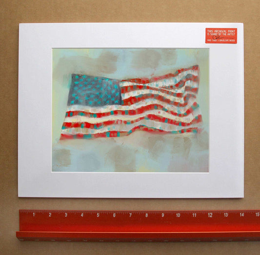 Modern United States flag art print by Crum Art on cotton rag paper with archival inks