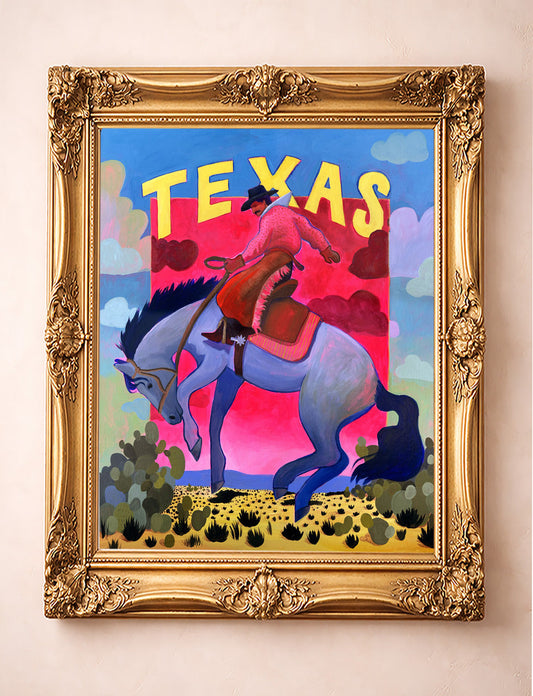 Bronc Buster Poster shown framed by Crum Art