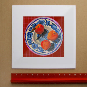 Mother’s Day Texas Peach Art Print by Caya Crum, inspired by Parker County peaches, summer color, and the kind of kitchen art that makes a thoughtful gift for a Texas mother, cook, gardener, or peach lover, available at crumart.com. This museum quality print is made right here in Texas.