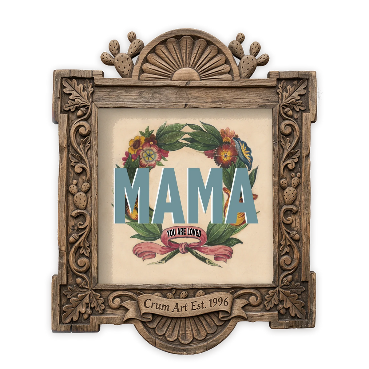 Mother's Day Floral — floral art print by Betsy Crum in a square carved wood frame