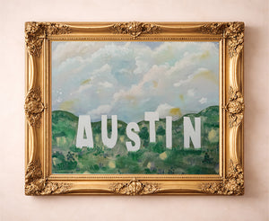Austin Hollywood Austin Art print by Betsy Crum — in a gold frame