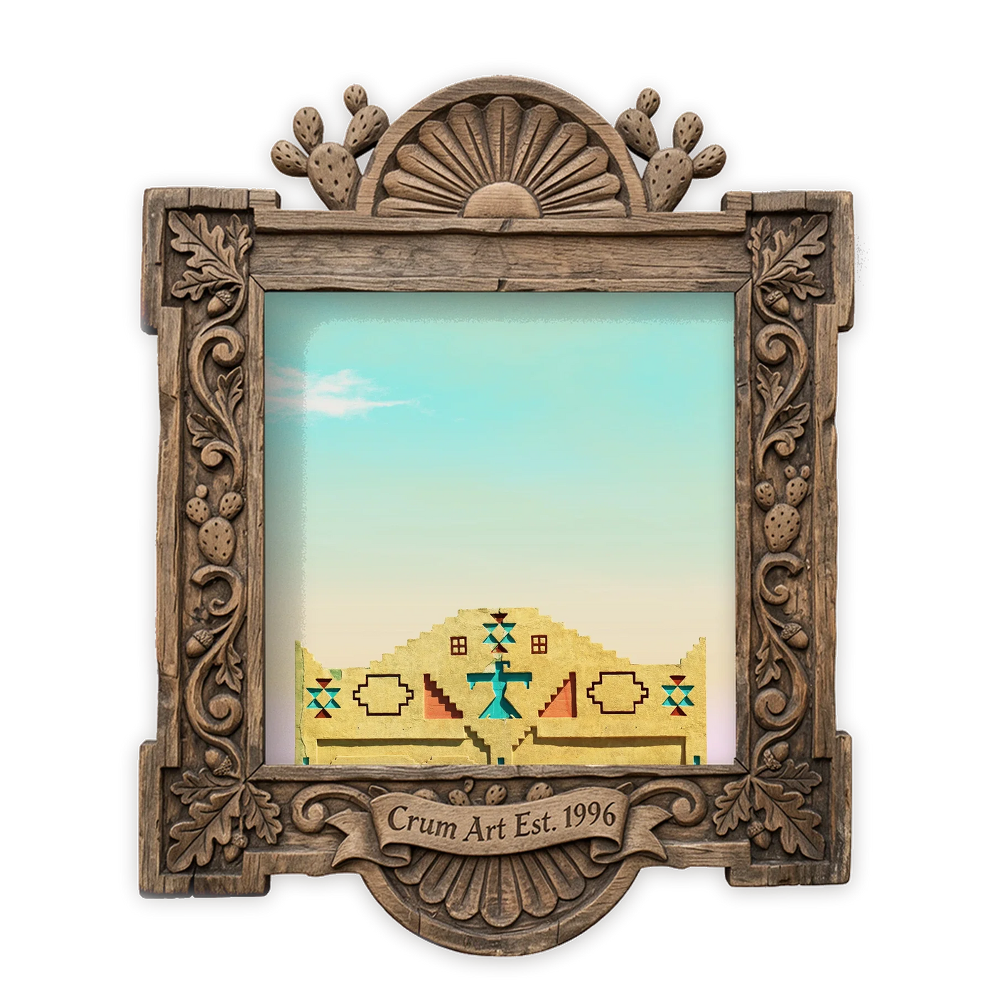 Abo Mission Ruins — New Mexico art print by Betsy Crum in a square carved wood frame