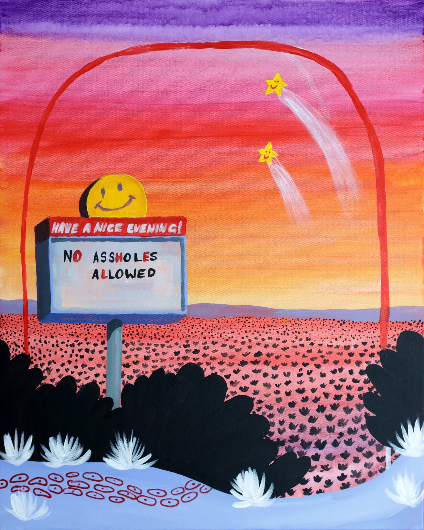 No A-Holes Allowed Art Print – Desert Neon Sign & Texas Sunset | Caya Crum