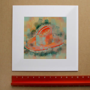 Pastel Cowboy Hat Classic Western Art Print | Betsy Crum Art in matted square frame mockup