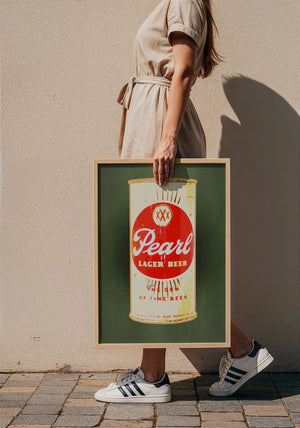 Pearl Bottle Last Light bar wall art print by Betsy Crum — framed with velvet mat