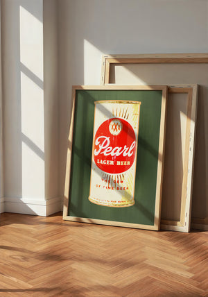 Pearl Bottle Last Light bar wall art print by Betsy Crum — neutral frame room mockup