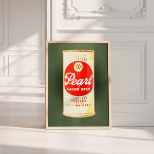 Pearl Bottle Last Light bar wall art print by Betsy Crum — neutral frame room mockup
