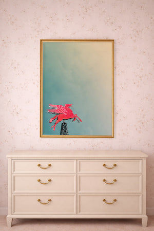 Dallas Gifts Pegasus With Big Dallas Sky shown framed by Crum Art