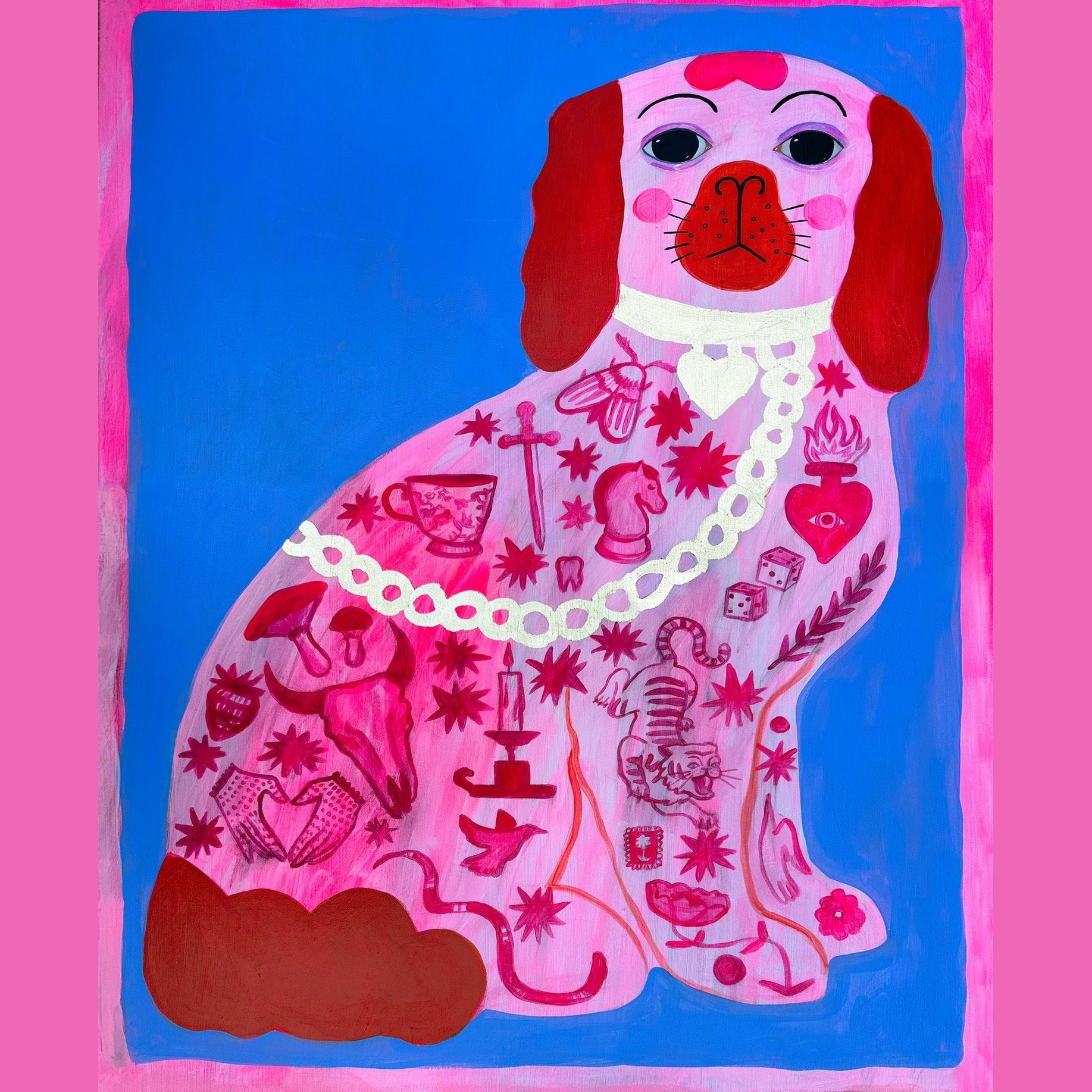 Pink Dog Tattoo Art Print | Caya Crum Art Crum Art