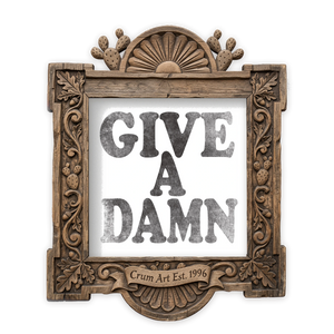 Typography Art | Give a Damn | Betsy Crum — Black on White — art print in a carved wood frame, Crum Art