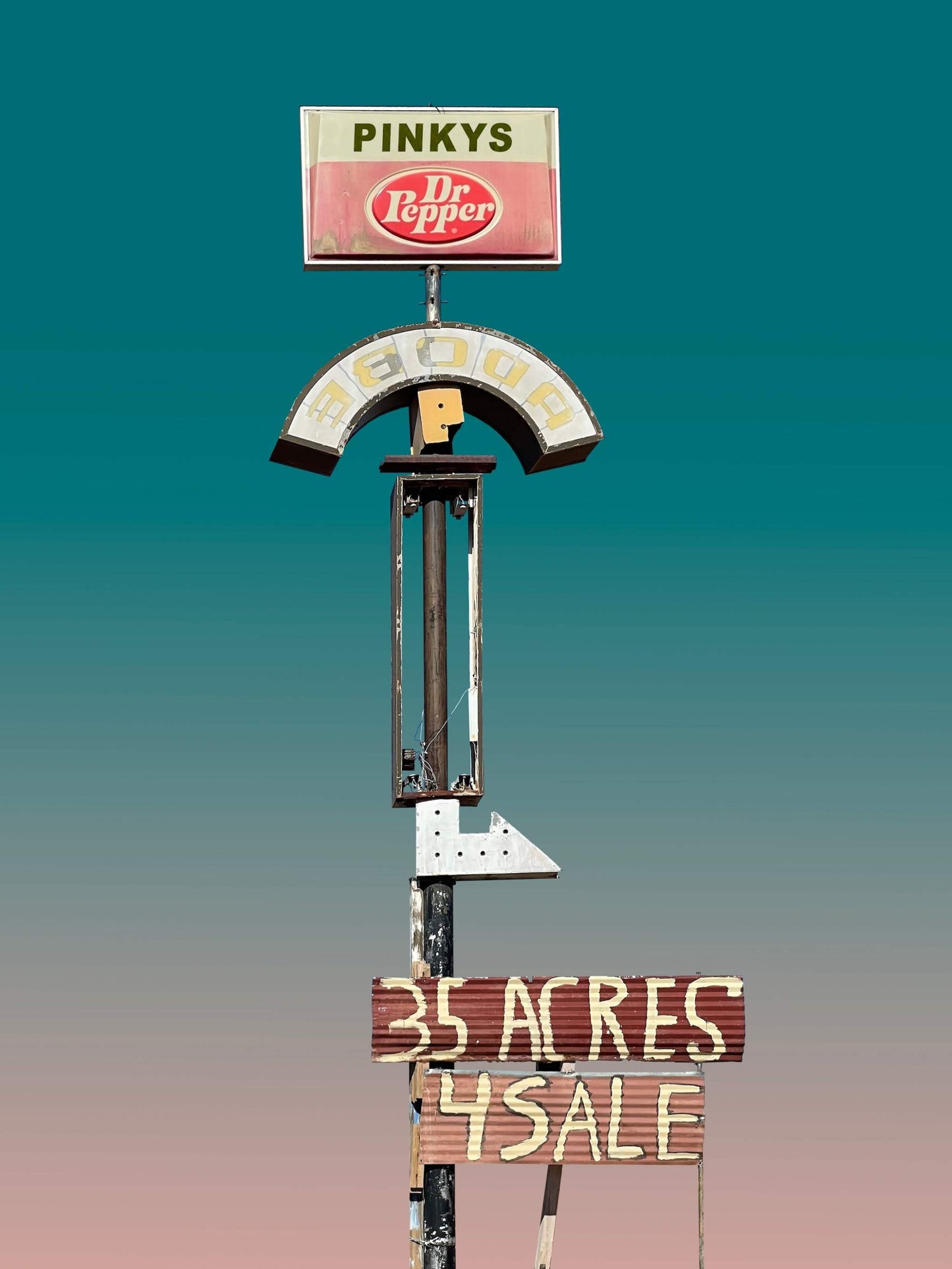 New Mexico Sky Art | Old Sign Print | Route 66 Wall Decor | Dr Pepper Art | Betsy Crum | Crum Art