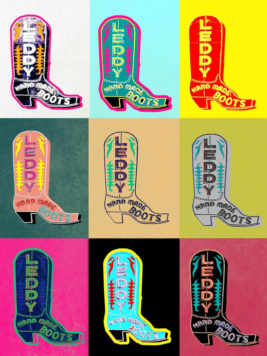Fort Worth Art | Leddy Cowboy Boots Print | Warhol Style Print | Fort Worth Artist Betsy Crum | Crum Art