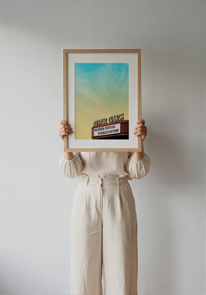 River Oaks Theatre Houston art print by Betsy Crum — framed with velvet mat