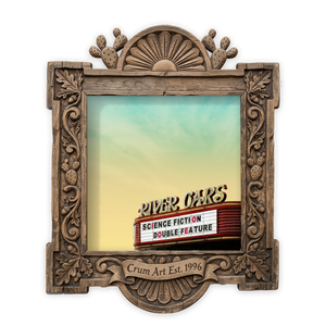 Houston Art | River Oaks Theatre Print, Square | Betsy Crum — art print in a carved wood frame, Crum Art