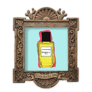 Chanel Coromandel — coquette wall art print by Betsy Crum in a square carved wood frame