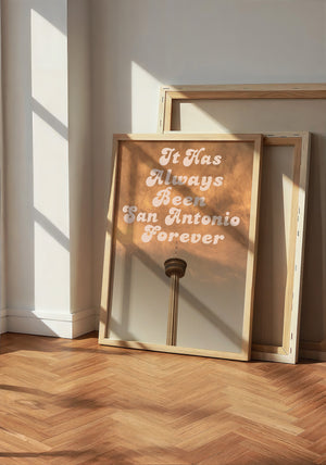 Forever Hemisfair San Antonio art print by Betsy Crum — neutral frame room mockup