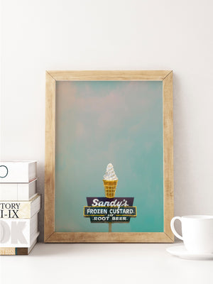 Austin Art Big Sky Print- Sandy’s Frozen Custard Neon Ice Cream Print | Austin Icons Print |Betsy Crum Art