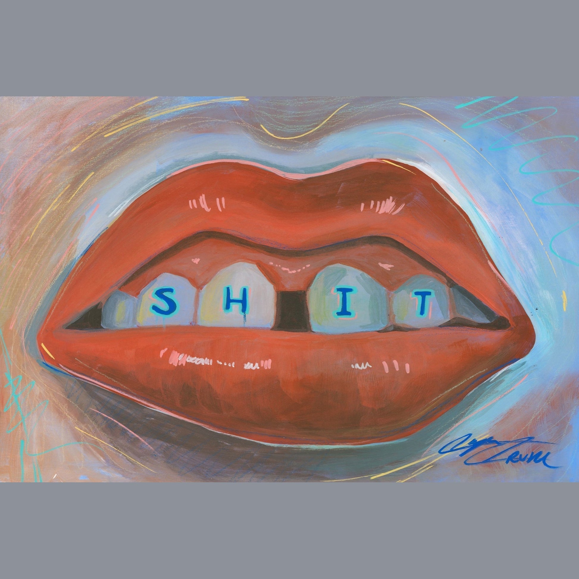 SHIT Lips Weirdcore Print | Caya Crum Crum Art