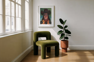 Sir Doug Sahm music wall art print by Caya Crum — framed with velvet mat