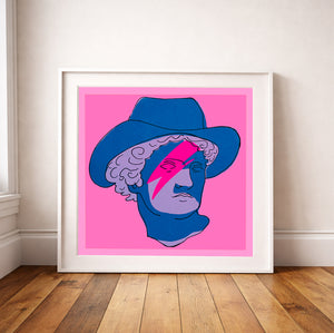 Pop Art Pink Print - Greco Roman Bust in Cowboy Hat Print | Caya Crum