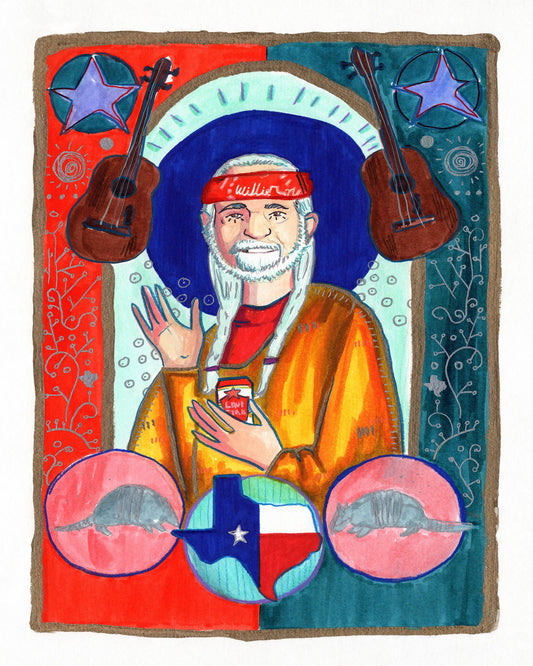 Saint Willie Nelson Texas Art Print | Caya Crum Art Crum Art