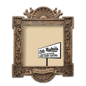 San Antonio Art | Chris Madrid's Print, Square | Betsy Crum — art print in a carved wood frame, Crum Art