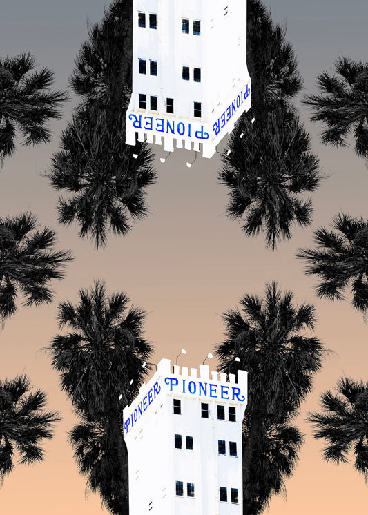 San Antonio Art - Pioneer Flour Mill Texas Sky and Palms Print | Betsy Crum Art Crum Art