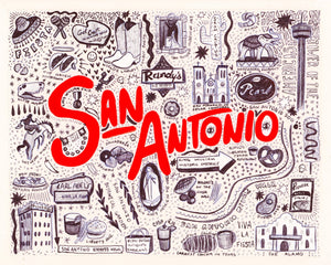 San Antonio Art - San Antonio Icons Pen & Ink Print | Caya Crum Art Crum Art