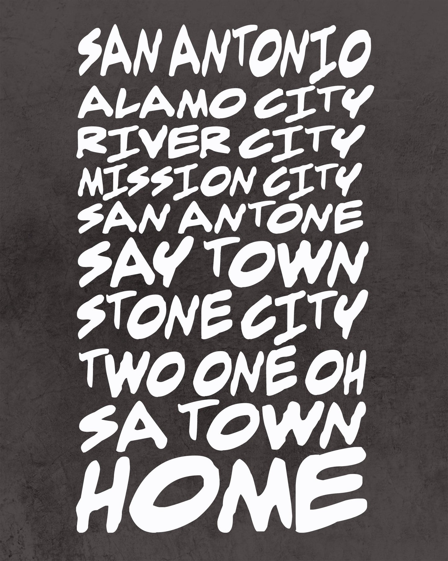 San Antonio Art - San Antonio Nicknames Sobriquet Typography Print | Betsy Crum Art