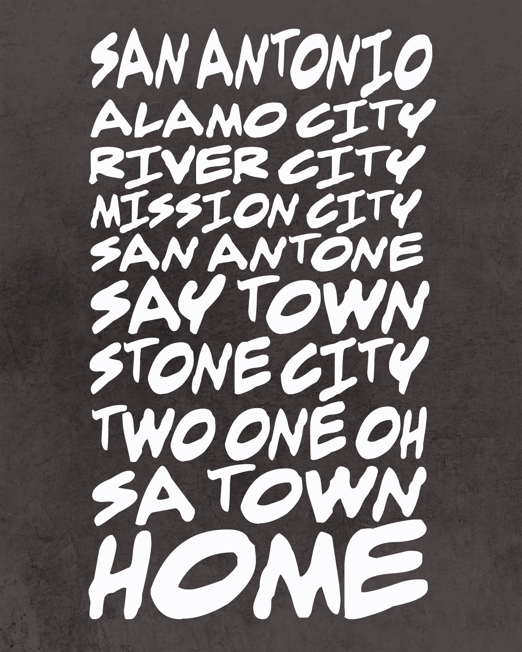 San Antonio Art - San Antonio Nicknames Sobriquet Typography Print | Betsy Crum Art Crum Art