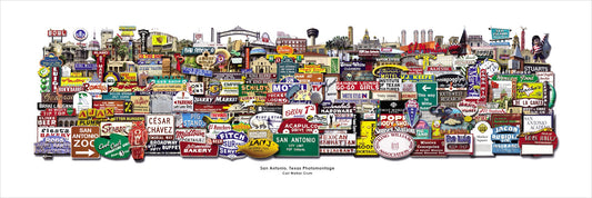 San Antonio Art - San Antonio Photomontage Long Format Print | Carl Crum Art