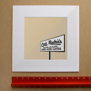 Chris Madrid's San Antonio art print by Betsy Crum shown matted in white