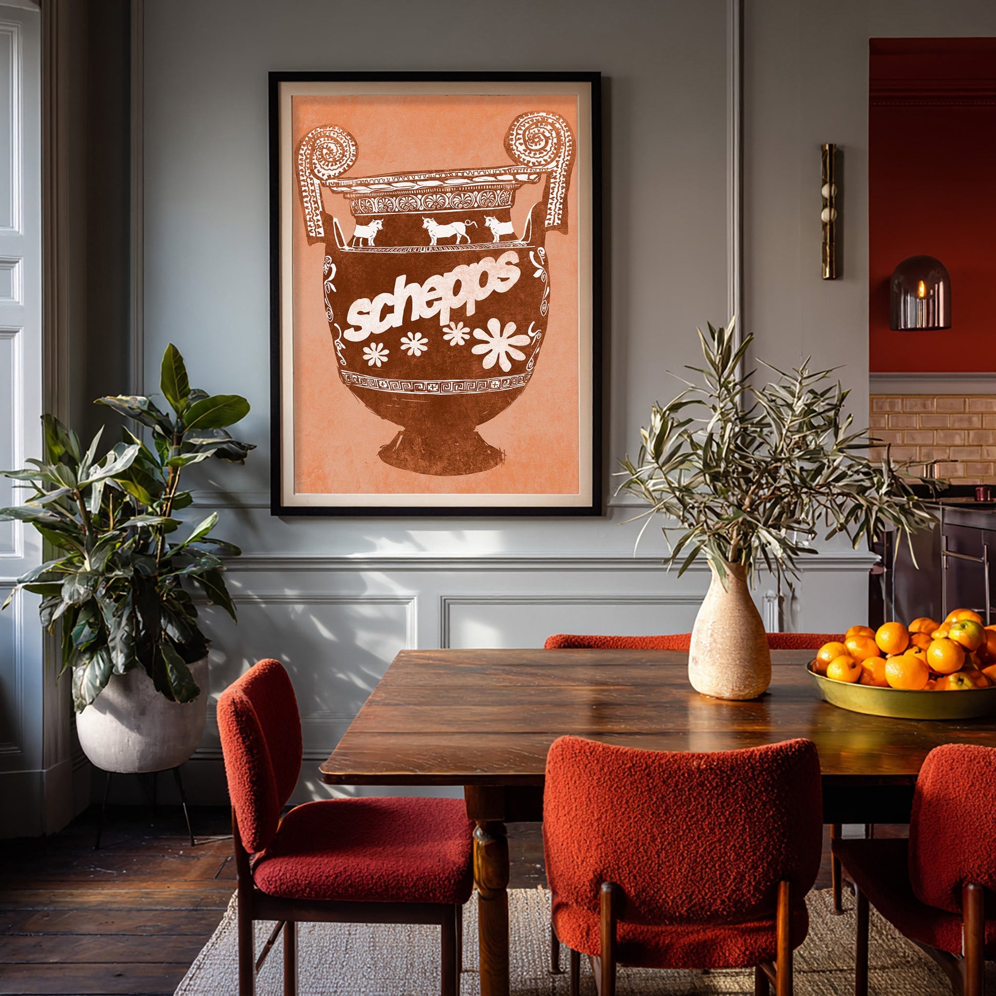 Schepps Amphora shown framed by Crum Art