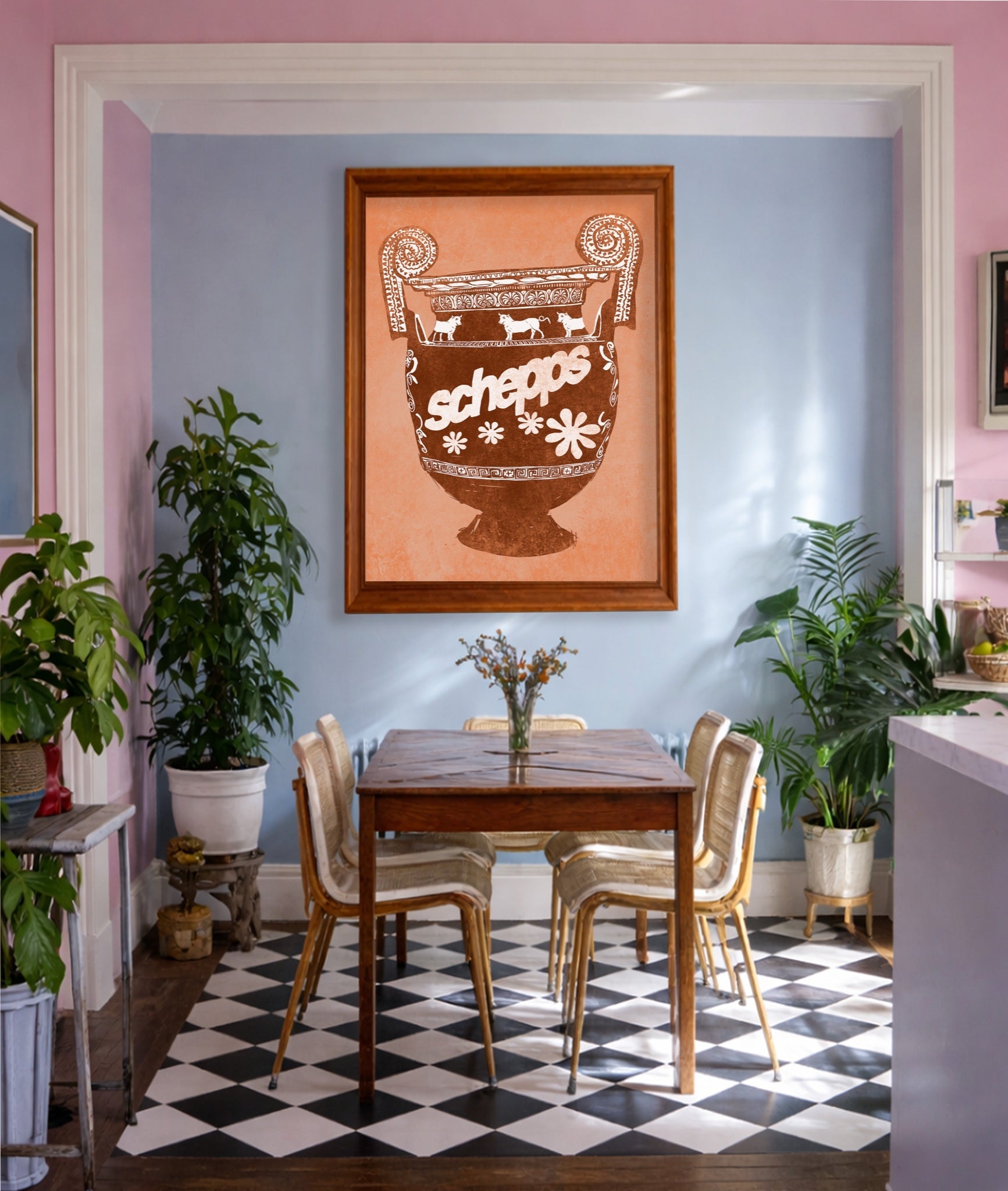 Schepps Amphora shown framed by Crum Art