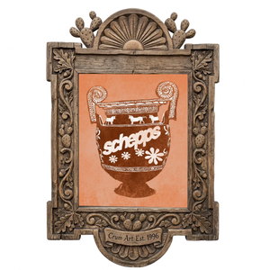 Schepps Milk Amphora — kitchen art print by Betsy Crum in a carved wood frame