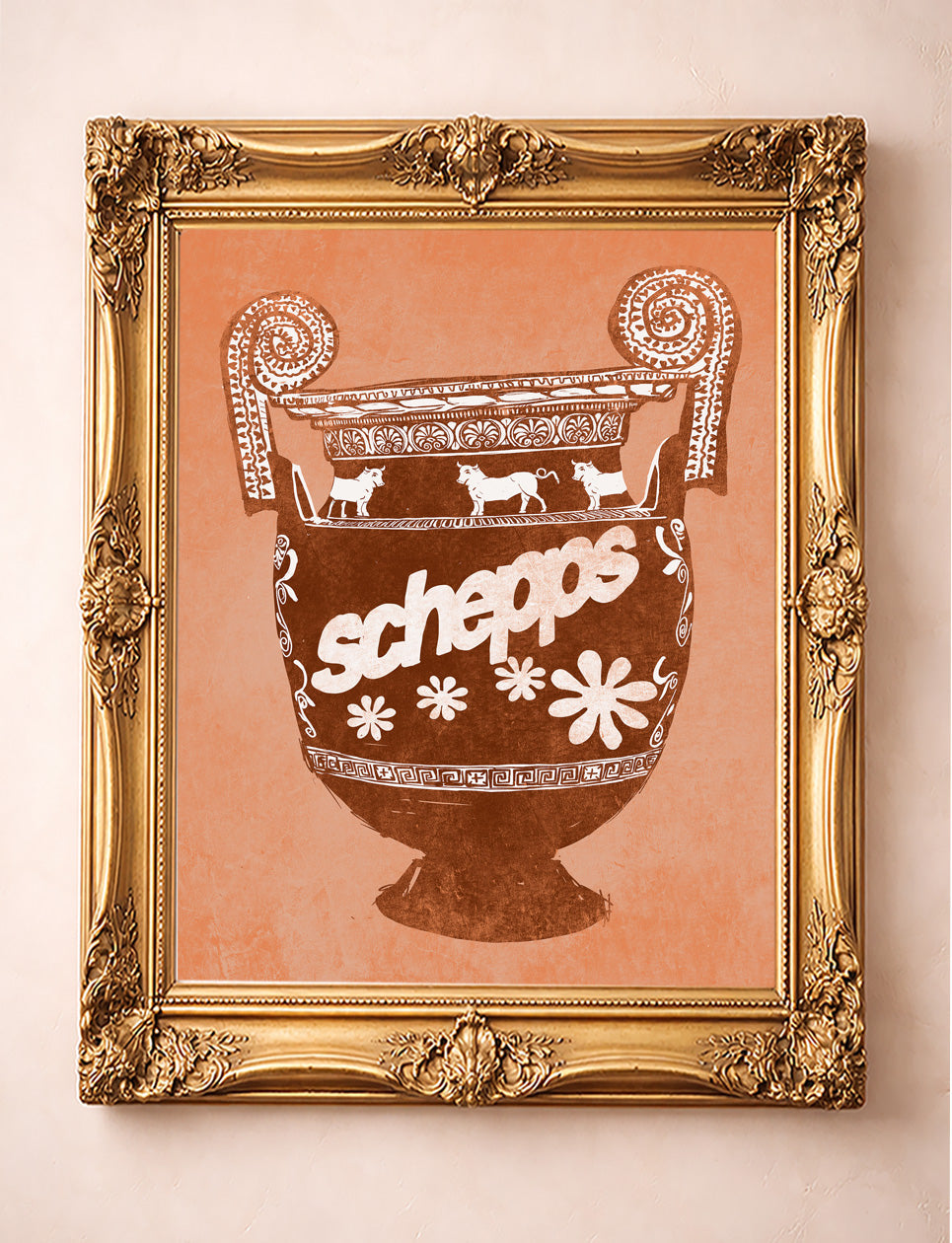 Texas art meets a lunchroom staple. If you grew up in Texas, odds are you had your fair share of Schepps milk during school lunch—this fine art print takes that everyday memory and elevates it with a subtle wink, reimagined in a Greco-Roman style. Warm, antiquity-inspired artwork with charm, it’s an easy statement for kitchens, dining rooms, and home bars—and if you get it, you get it.