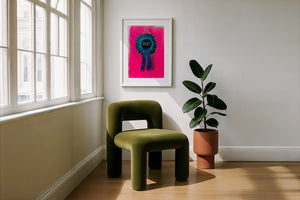 Slay Ribbon funny wall art print by Caya Crum — framed with velvet mat