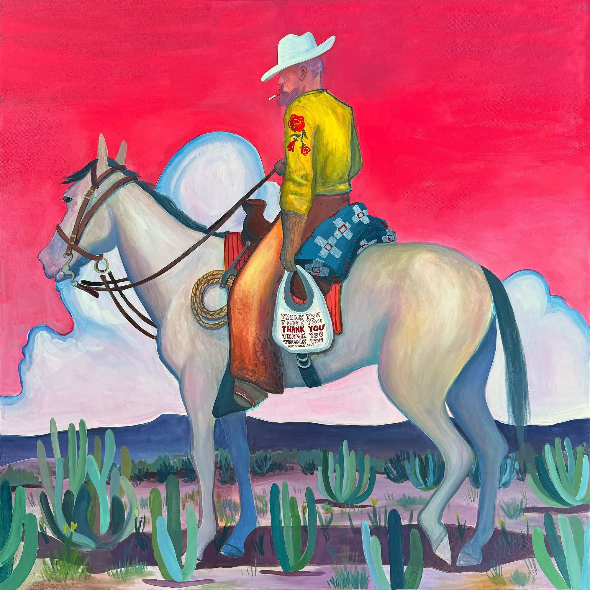 Smoking Cowboy Print — Buck Shot & White Horse Texas Western Art Print | Caya Crum Crum Art