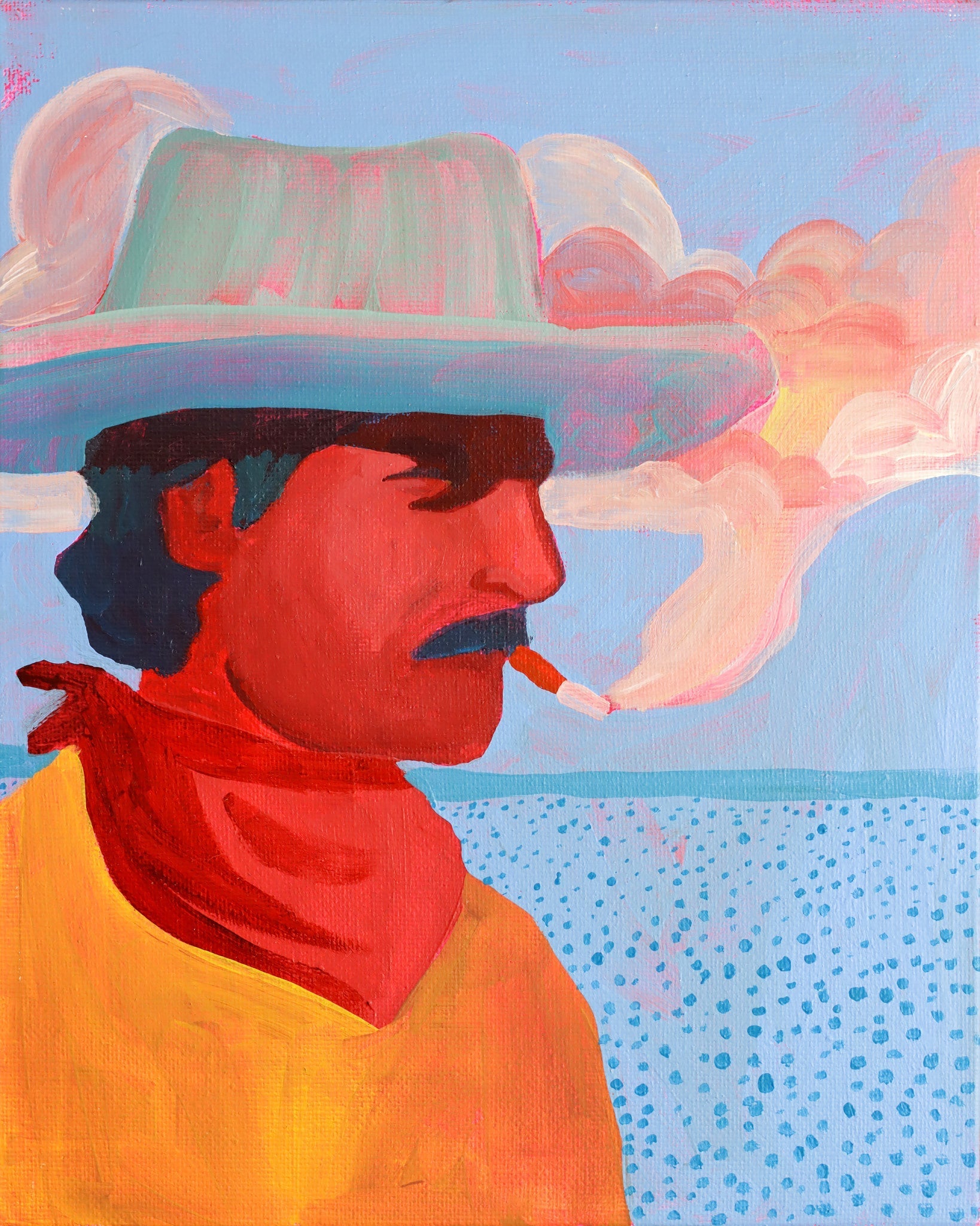 Smoking Cowboy Print — Cash Brown Boots Texas Western Art Print | Caya Crum Crum Art