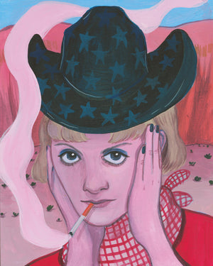 Smoking Cowboy Print — Rodeo Queen Print Emma Texas Western Art Print | Caya Crum Crum Art