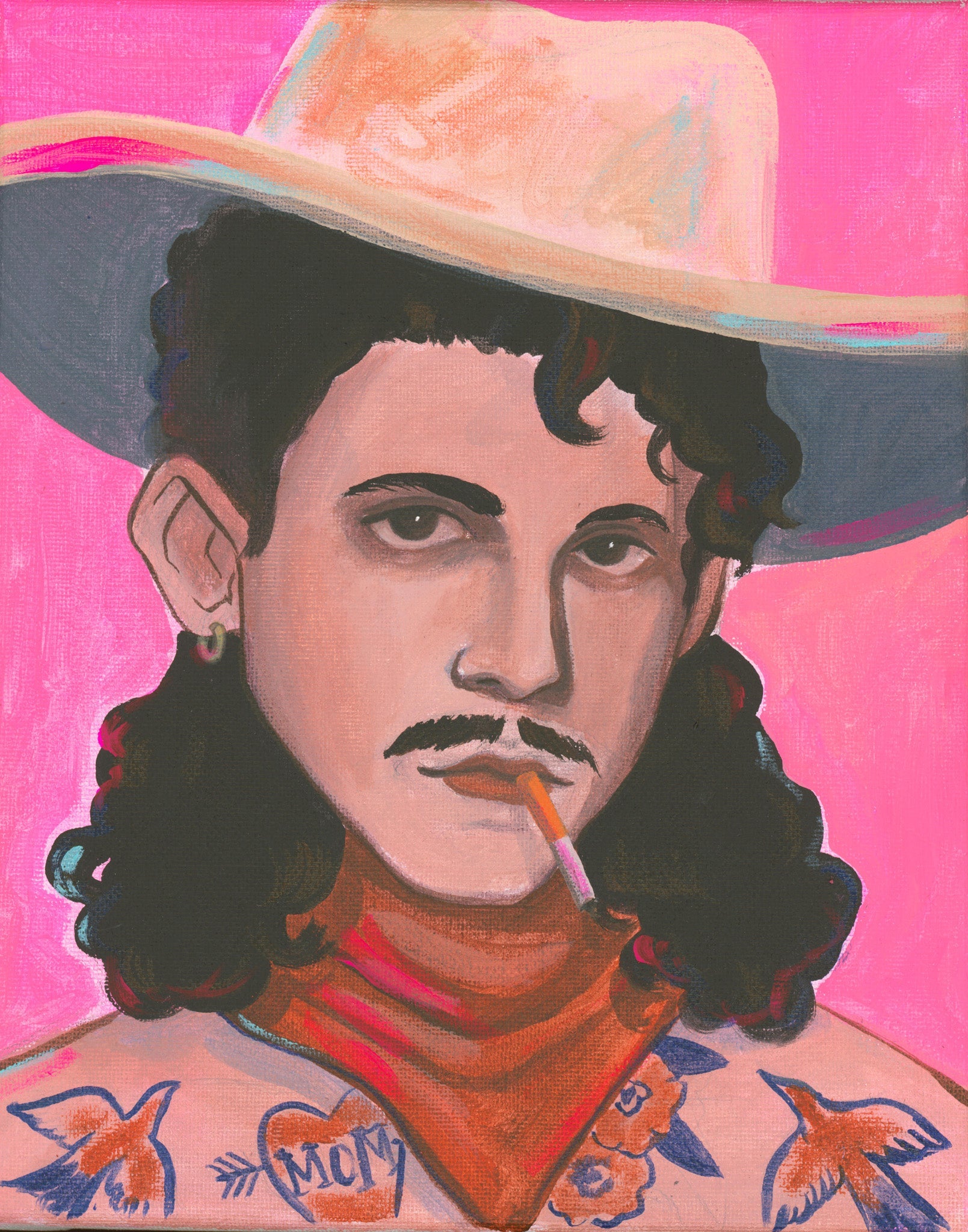 Smoking Cowboy Print — Sexy Tattoo Timothy Texas Gifts, Western Wall Art | Caya Crum Crum Art
