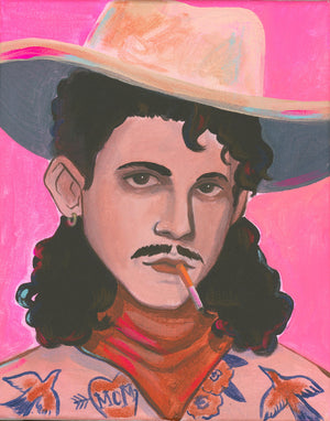 Smoking Cowboy Print — Sexy Tattoo Timothy Texas Gifts, Western Wall Art | Caya Crum Crum Art