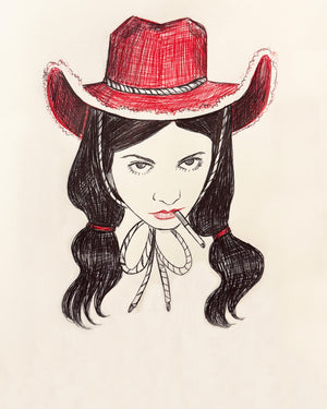 Smoking Cowboy Print — Tavi Red Hat Texas Rodeo Queen Western Art Print | Caya Crum Crum Art