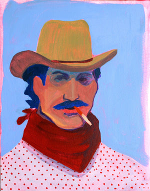 Smoking Cowboy Print — Waylon Hard Luck Texas Western Home Decor | Caya Crum Crum Art
