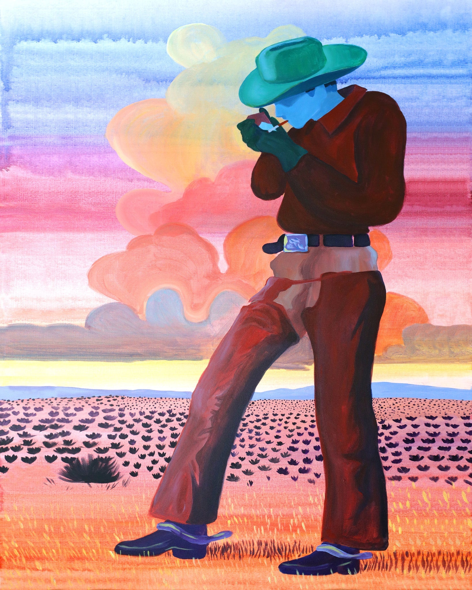 Smoking Cowboy — Jack Sunset Spurs by Caya Crum, Texas Western Art Print